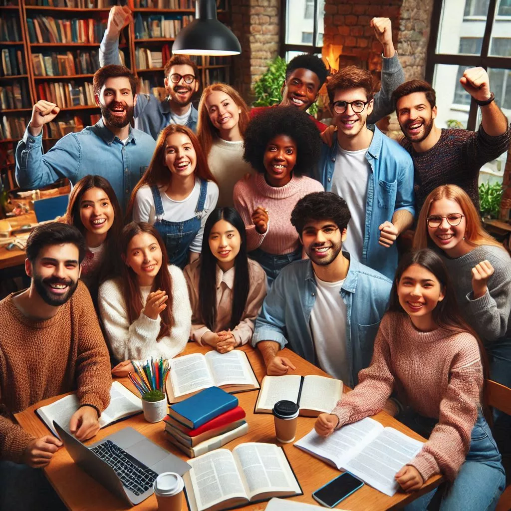 People celebrating studying in UK with GREAT Scholarship